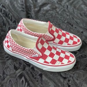 red and white checkered vans